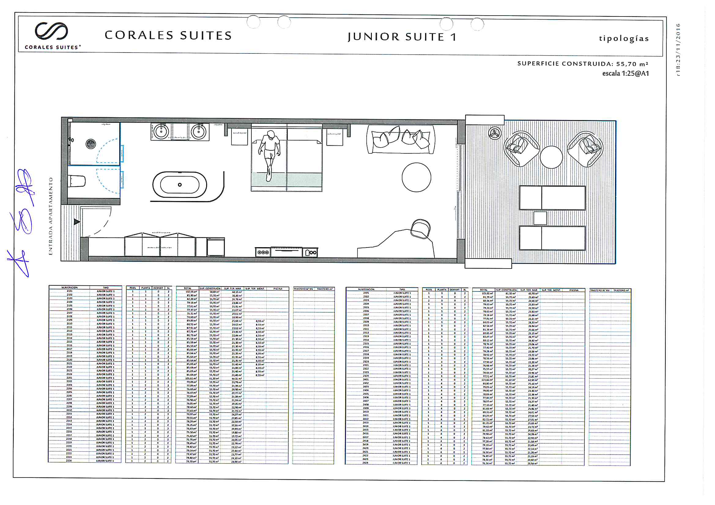 This is a floor plan of apartment junior suite 2211 in Royal Hideaway Corales Beach