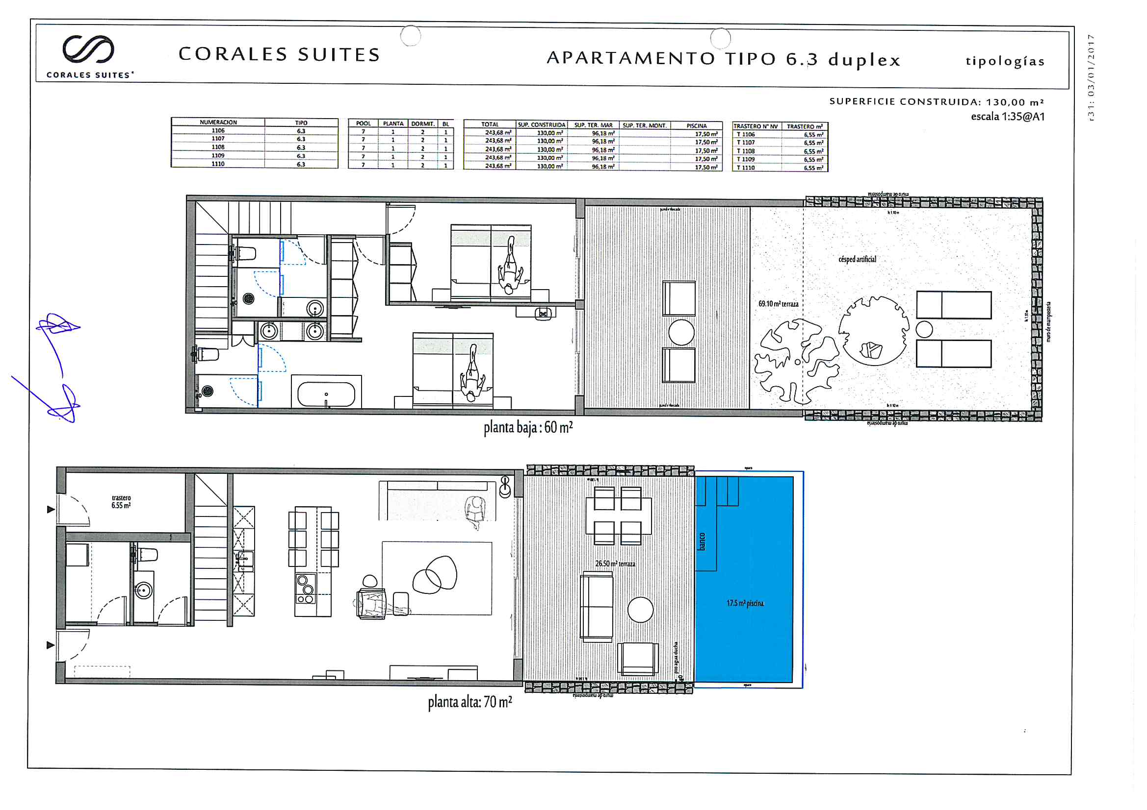 This is a floor plan of apartment junior suite 1109 in Royal Hideaway Corales Beach