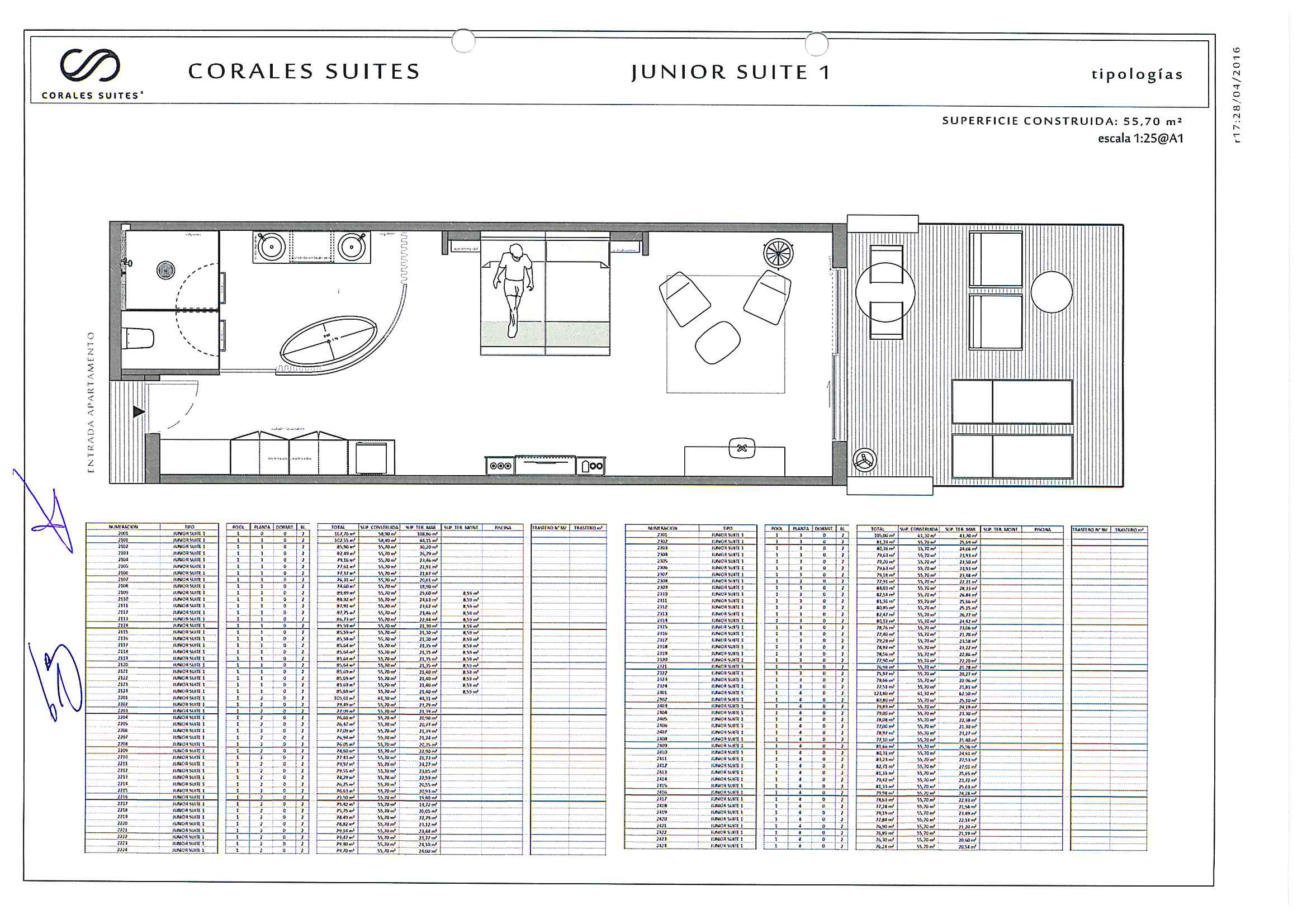 This is a floor plan of apartment junior suite 2224 in Royal Hideaway Corales Beach