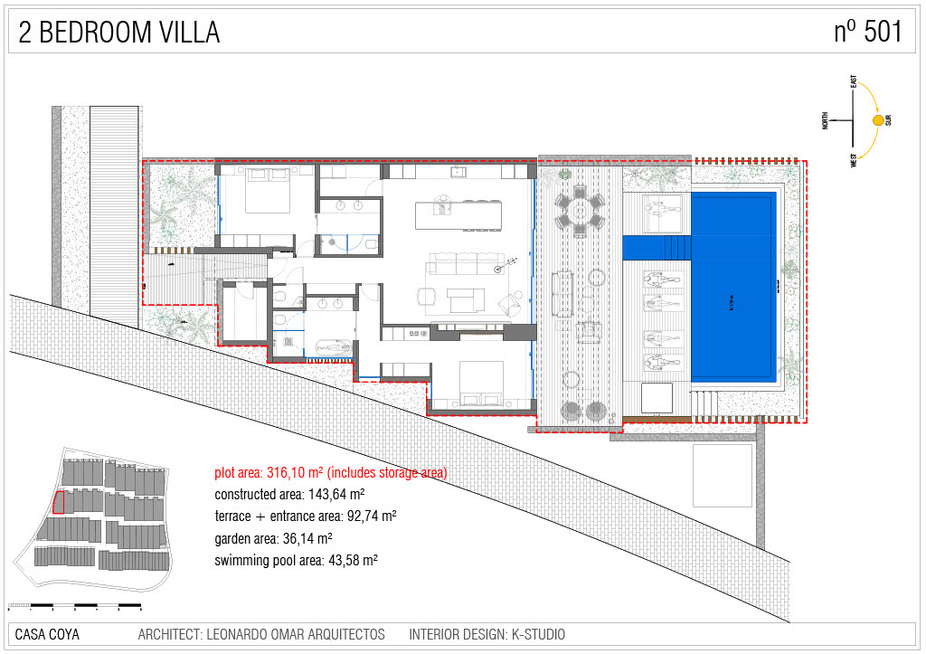 Floor plan of Villa 501 Royal Hideaway Corales Villas with corner layout and side-window bathroom