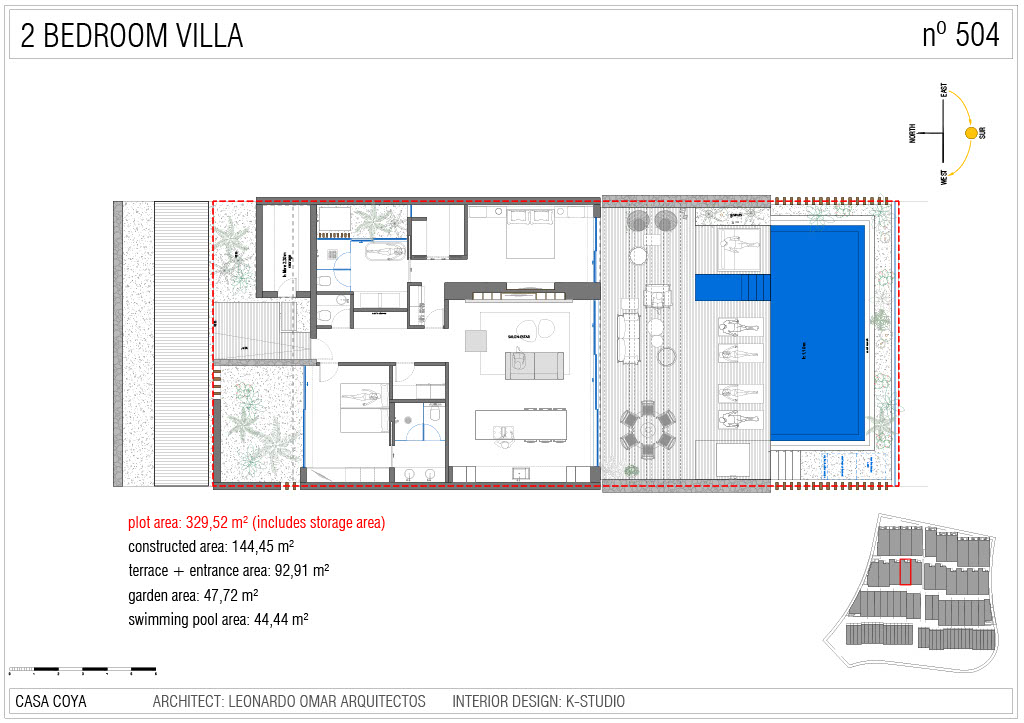 Floor plan of Villa 504 Royal Hideaway Corales Villas with bedrooms, living area and pool terrace