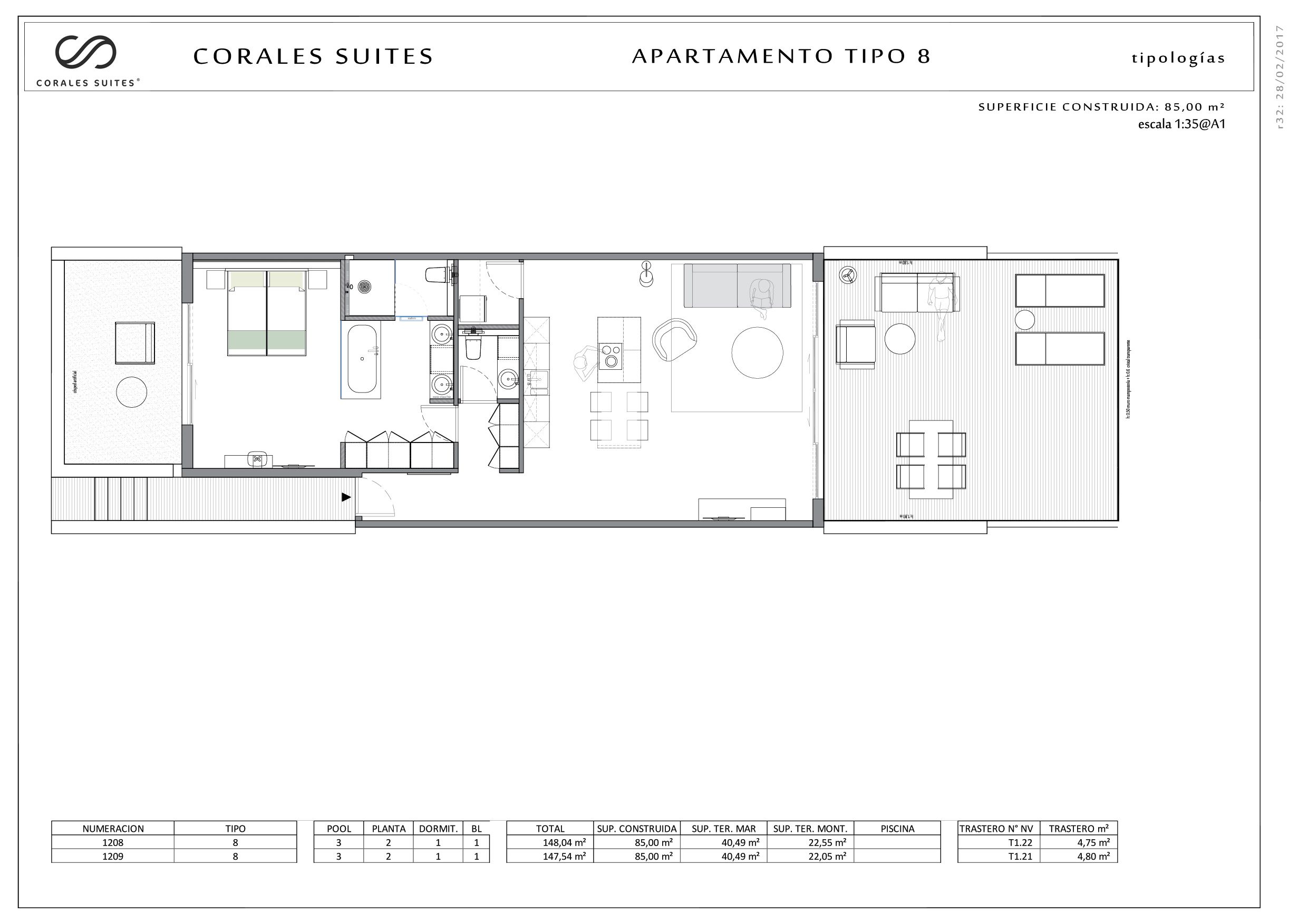 Apartment type 8 Corales Suites 1208 1209
