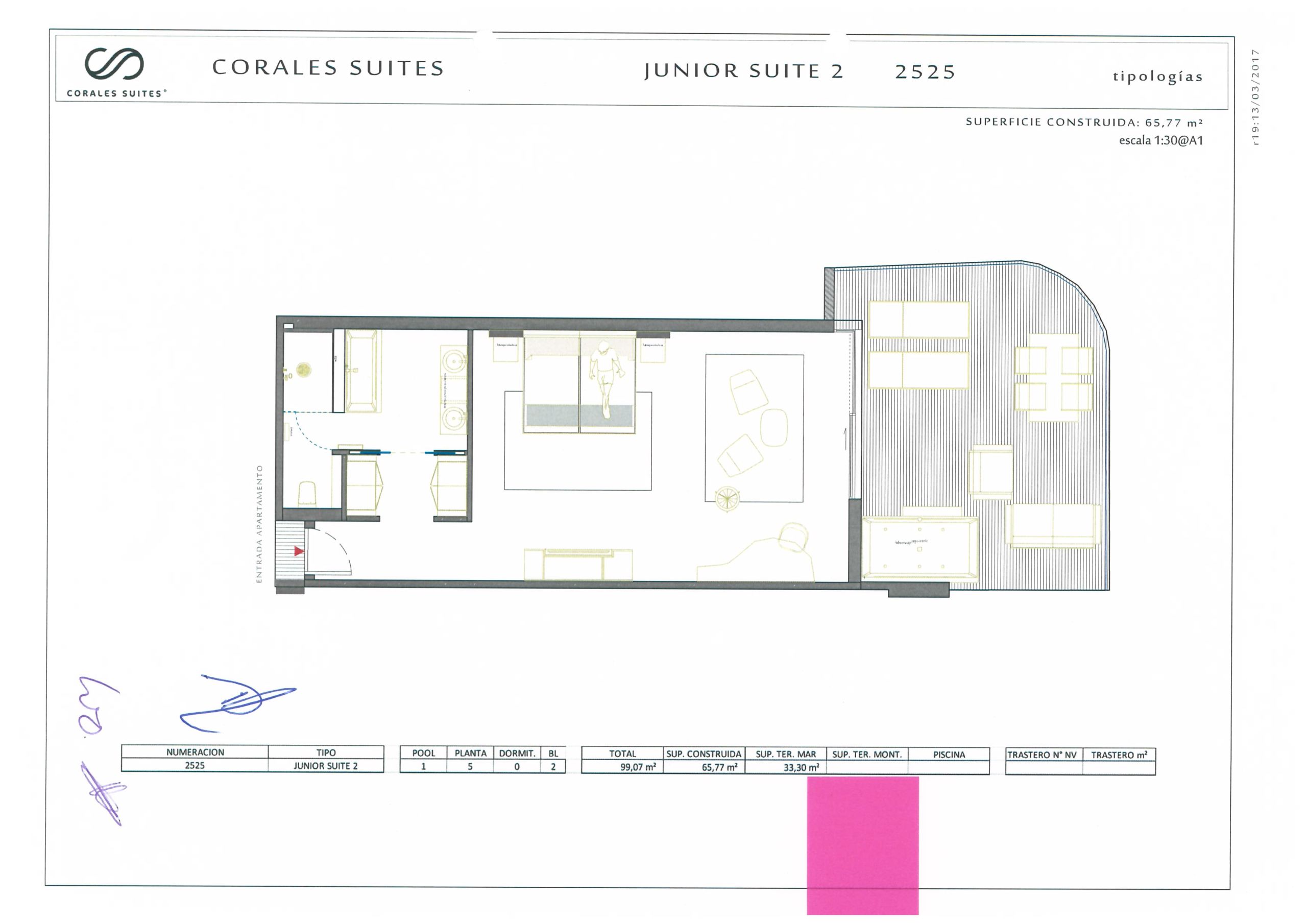 Floor plan on Royal Hideaway Corales Beach Junior Suite 2525