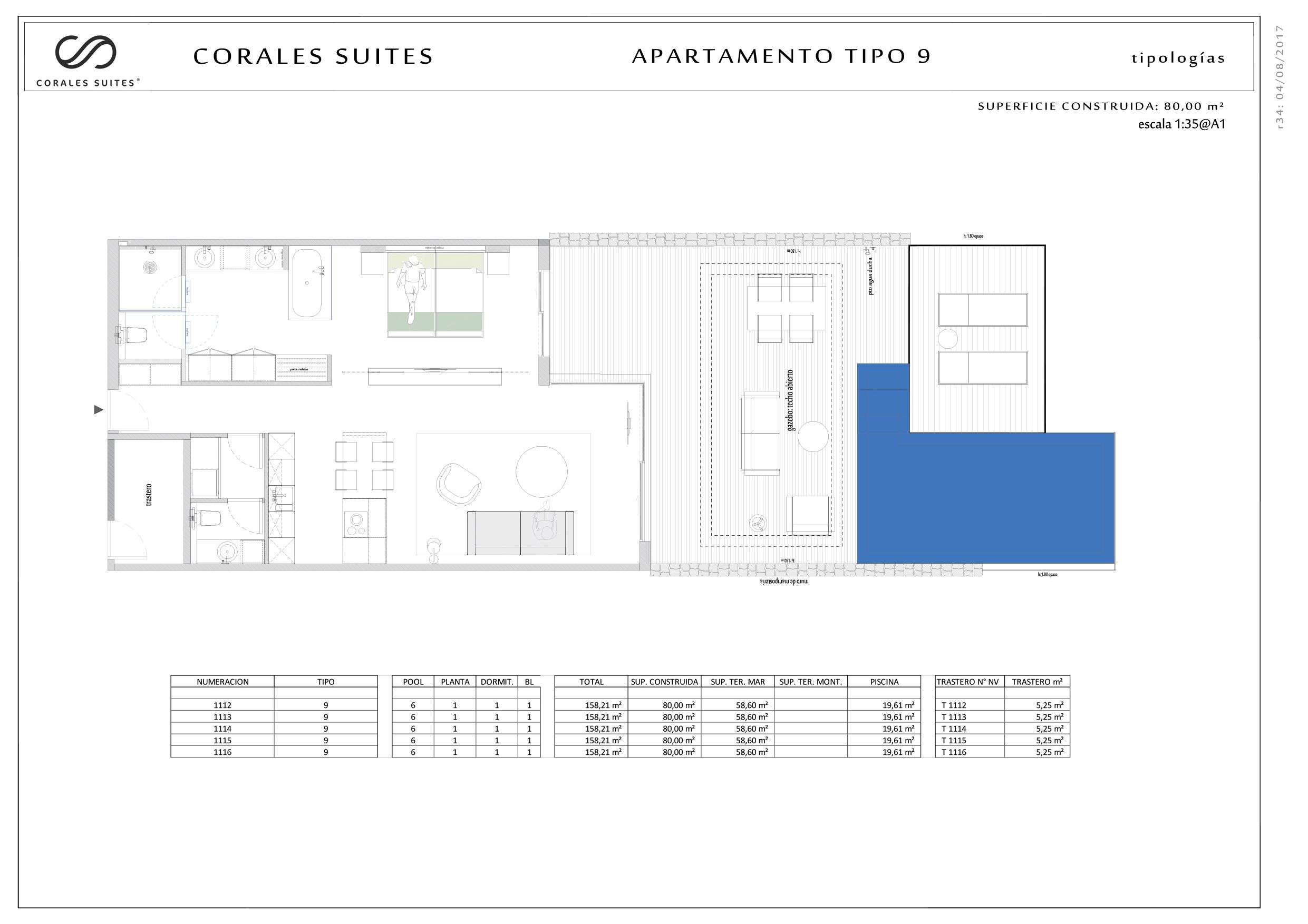 Floor plan 1112 1113 1114 1115 1116 Corales Suites villa suite with swimming pool