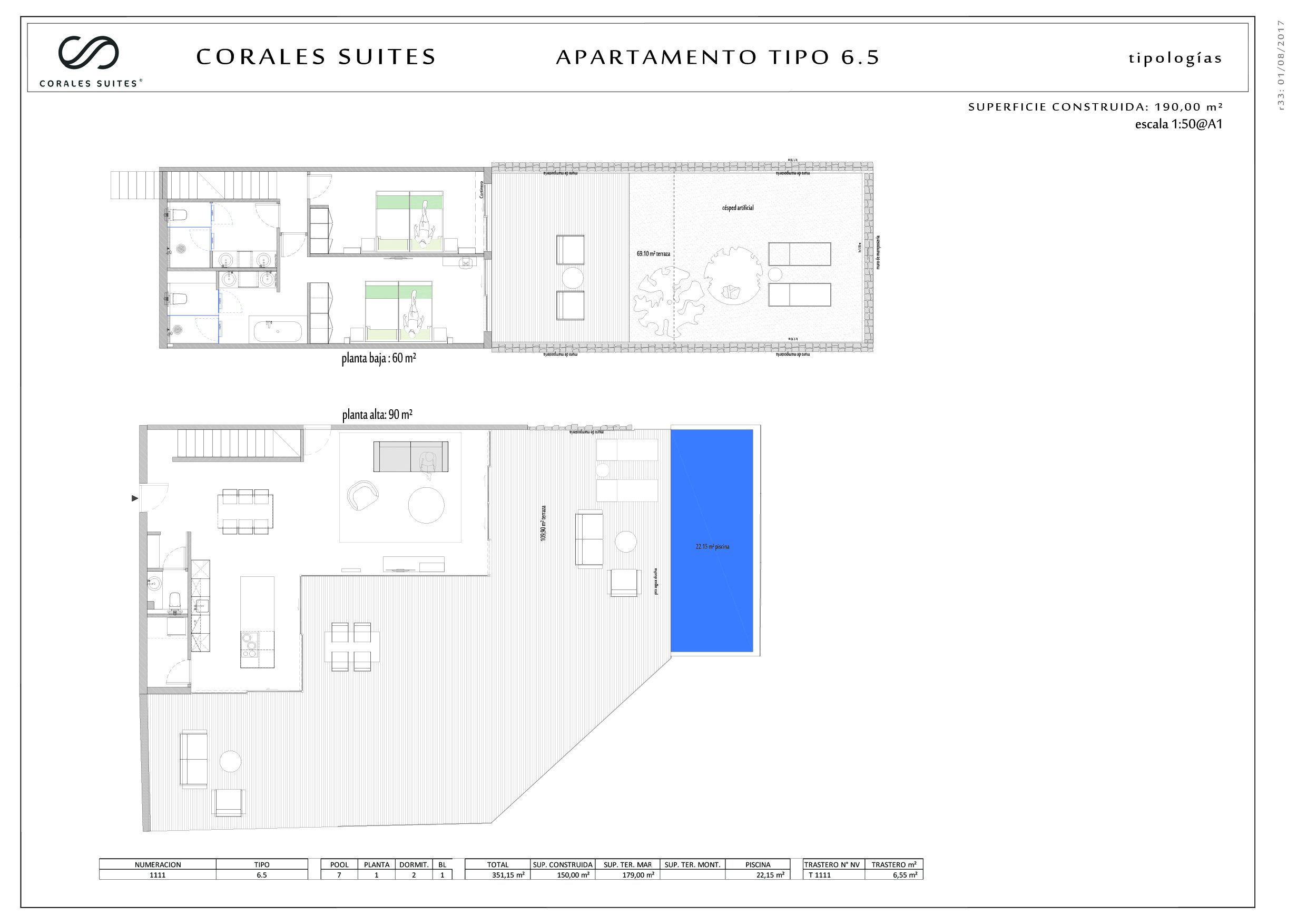 Floor plan of the duplex apartment in La Caleta Royal Hideaway Corales Suites
